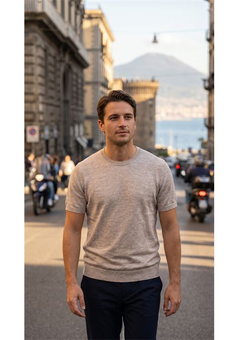 T-shirt in maglia Tagliatore beige chiaro in lino e cotone TAGLIATORE | T-shirt | JOSH GSE26-02110